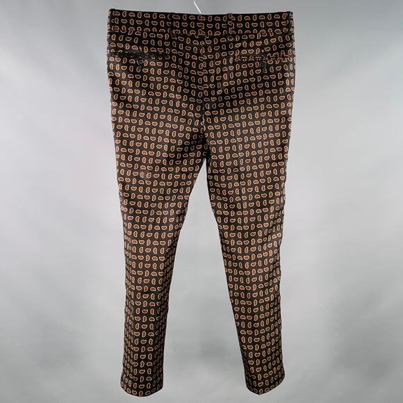 ALEXANDER MCQUEEN Size 34 Black Red Yellow Paisley Wool Silk Dress Pants - Picture 3 of 9